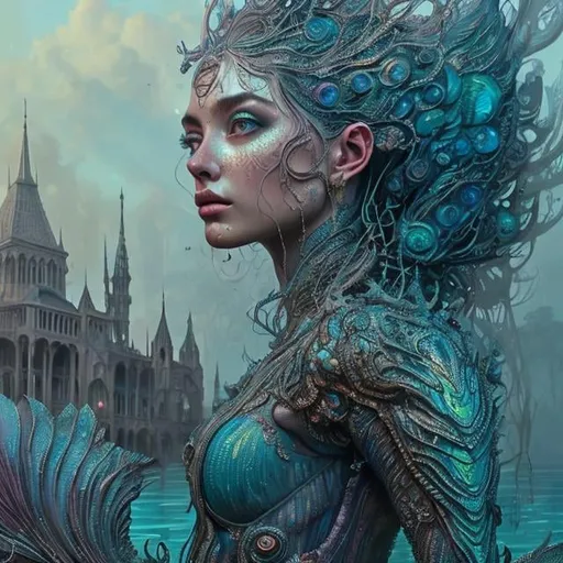 Prompt: Intricately detailed front facing elaborate beautiful mermaid, intricate glistening face, bright eyes, prismatic crystal clear dress, long hair, hyperdetailed painting by Ismail_Inceoglu Tom Bagshaw Dan Witz CGSociety ZBrush Central fantasy art 4K, under water Crystal Palace in background digital painting, digital illustration, extreme detail, digital art, ultra hd, vintage photography, beautiful, tumblr aesthetic, retro vintage style, hd photography, hyperrealism, extreme long shot, telephoto lens, motion blur, wide angle lens, deep depth of field, warm, anime Character Portrait, Symmetrical, Soft Lighting, Reflective Eyes, Pixar Render, Unreal Engine Cinematic Smooth, Intricate Detail, anime Character Design, Unreal Engine, Beautiful, Tumblr Aesthetic,  Hd Photography, Hyperrealism, Beautiful Watercolor Painting, Realistic, Detailed, Painting By Olga Shvartsur, Svetlana Novikova, Fine Art
