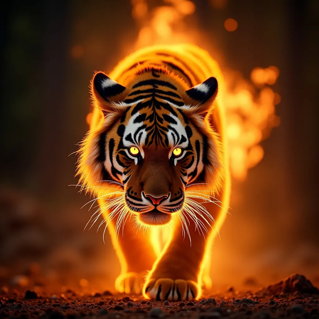 Prompt: Tiger, tiger burning bright