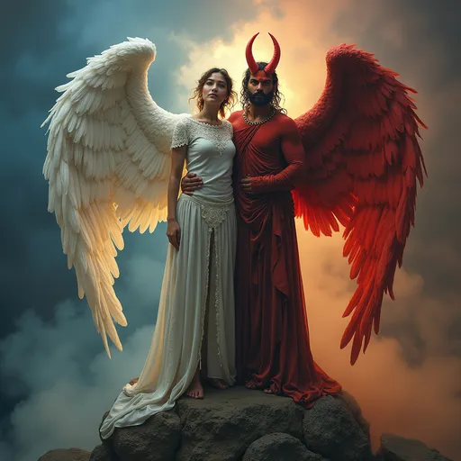 Prompt: Angel and Demon on my shoulders 