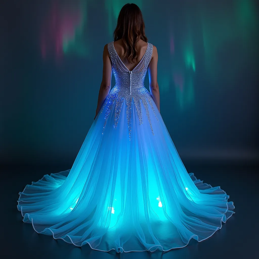 Prompt: (Aurora borealis dress)