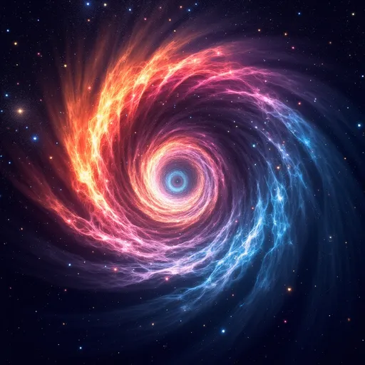 Prompt: (Rainbow wormhole), a swirling tunnel of vibrant colors, dynamic hues blending in mesmerizing patterns, cosmic energy emanating, set against a dark starry space background, luminous stars and galaxies scattered, high depth, ultra-detailed, ethereal atmosphere infused with wonder and curiosity, visually captivating, a portal to new dimensions, breathtaking visuals, 4K quality.