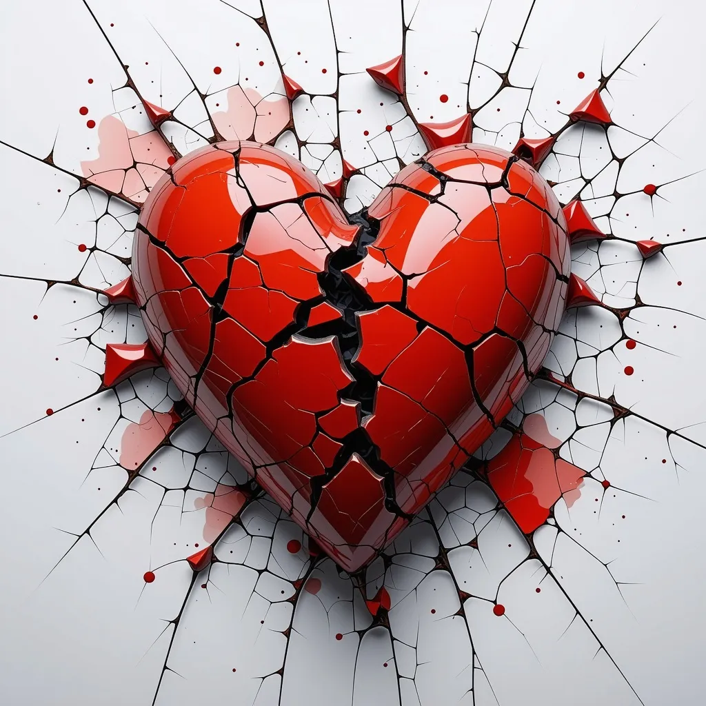 Prompt: (broken heart), captivating visual representation of heartbreak, emotional resonance, visceral feelings of loss and sadness , high-quality rendering, 4K resolution, ultra-detailed, striking artistic expression