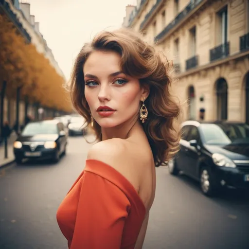 Prompt: Glamour photography of woman in paris in the style of Guy Aroch