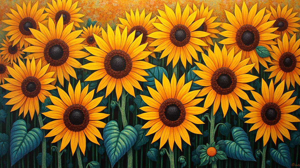 Prompt: False sunflowers, Klimt style