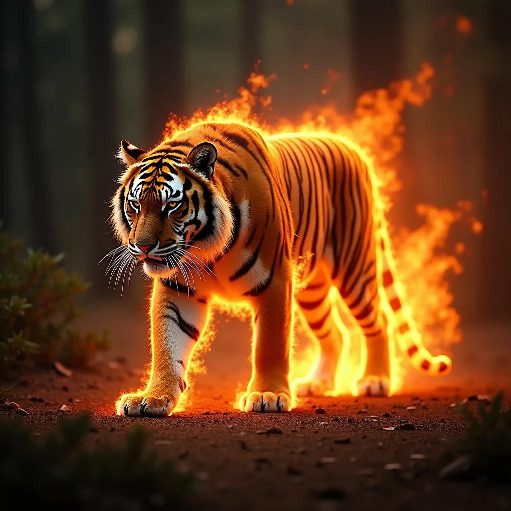 Prompt: Tiger, tiger burning bright