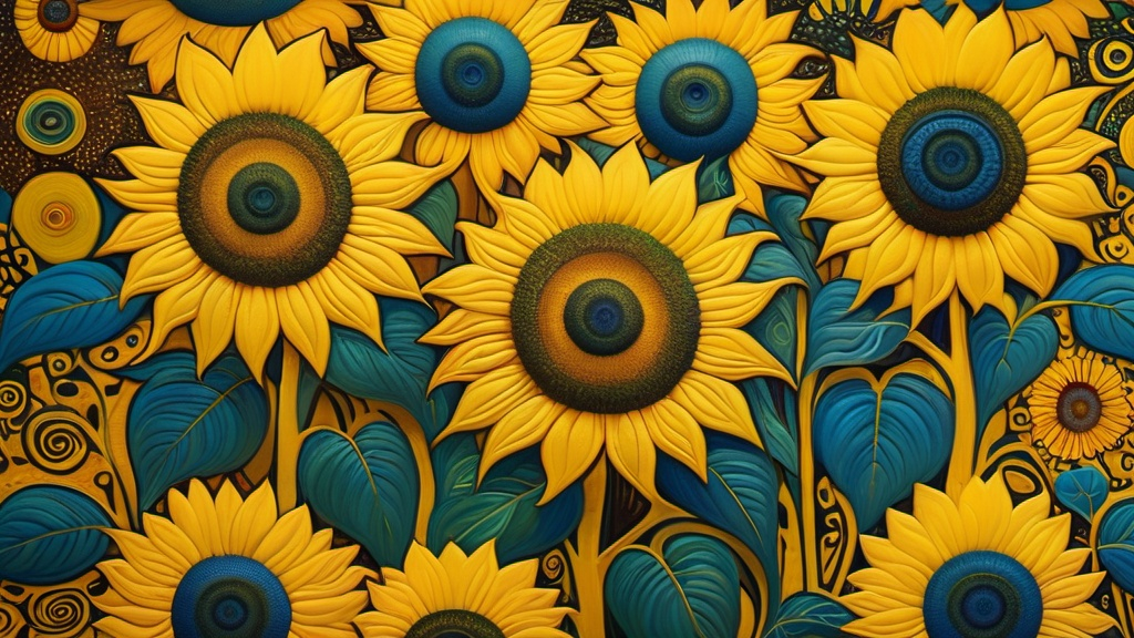 Prompt: False sunflowers, Klimt style