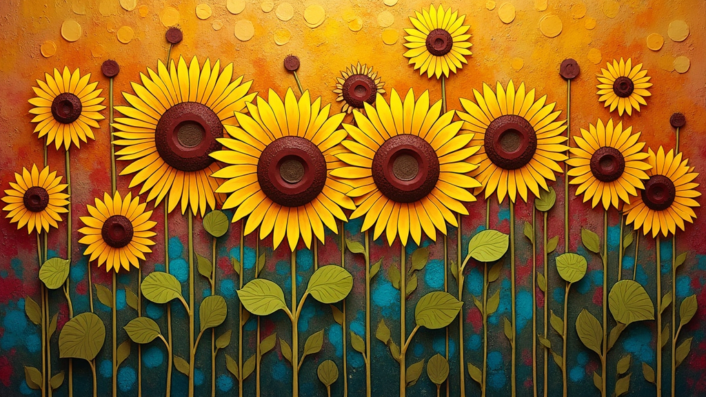 Prompt: False sunflowers, Klimt style