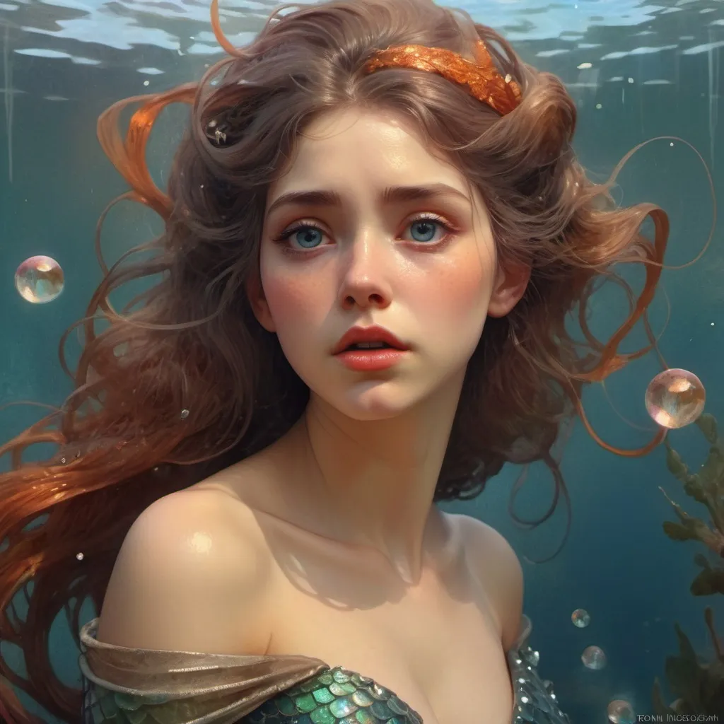 Prompt: Intricately detailed front facing elaborate beautiful mermaid intricate glistening face bright eyes prismatic cry clear dress long hair hyperdetailed painting by Ismail_Inceoglu Tom Bagshaw Dan Witz CGSociety ZBrush Central fantasy art 4K, Crystal Palace in background digital painting, digital illustration, extreme detail, digital art, ultra hd, vintage photography, beautiful, tumblr aesthetic, retro vintage style, hd photography, hyperrealism, extreme long shot, telephoto lens, motion blur, wide angle lens, deep depth of field, warm, anime Character Portrait, Symmetrical, Soft Lighting, Reflective Eyes, Pixar Render, Unreal Engine Cinematic Smooth, Intricate Detail, anime Character Design, Unreal Engine, Beautiful, Tumblr Aesthetic,  Hd Photography, Hyperrealism, Beautiful Watercolor Painting, Realistic, Detailed, Painting By Olga Shvartsur, Svetlana Novikova, Fine Art