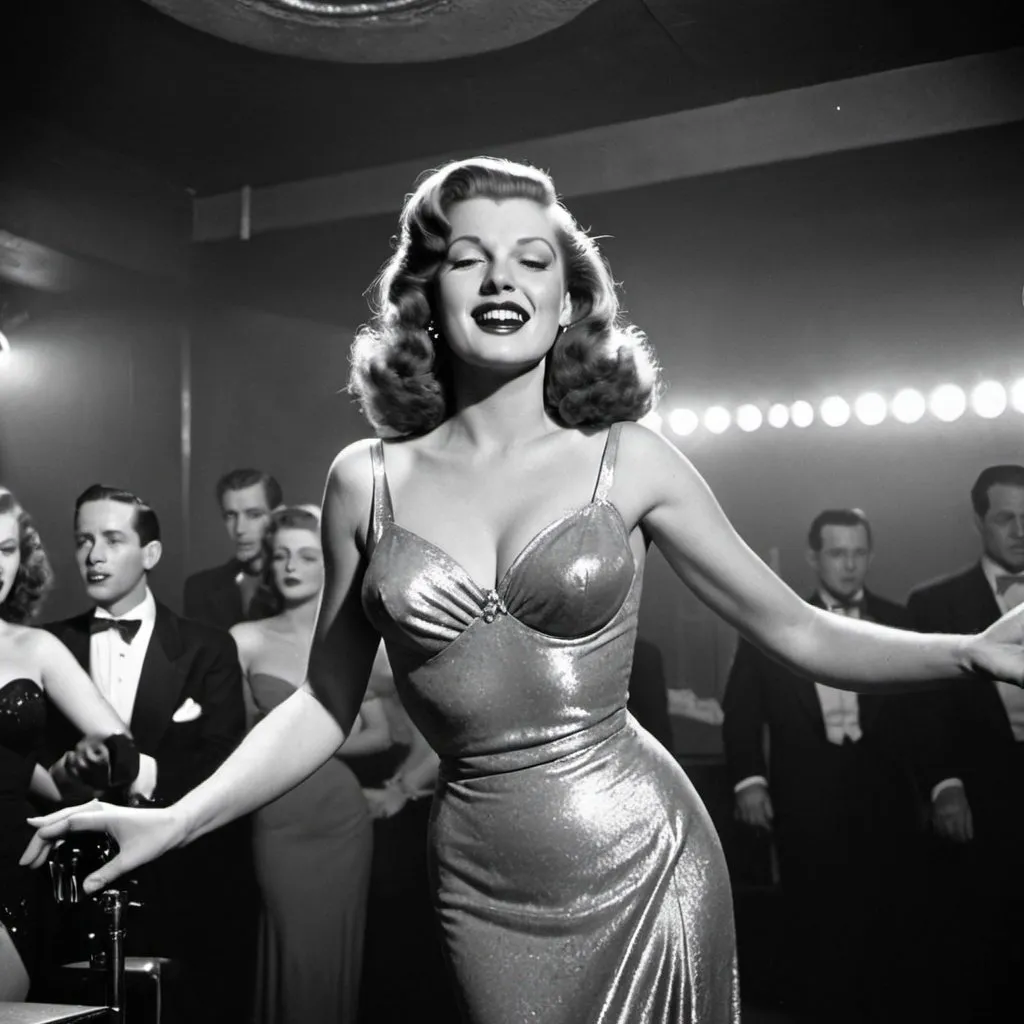 Prompt: 1940s singer performing in a nightclub, Jessica Rabbit, Rita Hayworth