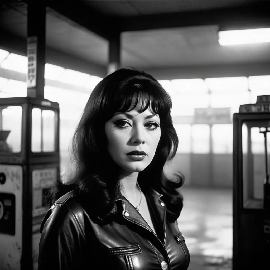 Prompt: By Dario Argento & Clive Barker ::
35mm 1970s photo close portrait of Tura Satana in an abandandonned and foggy gas station ::
Eerie and horror movie atmosphere