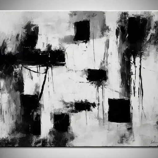 Prompt: abstract painting in black and white, 