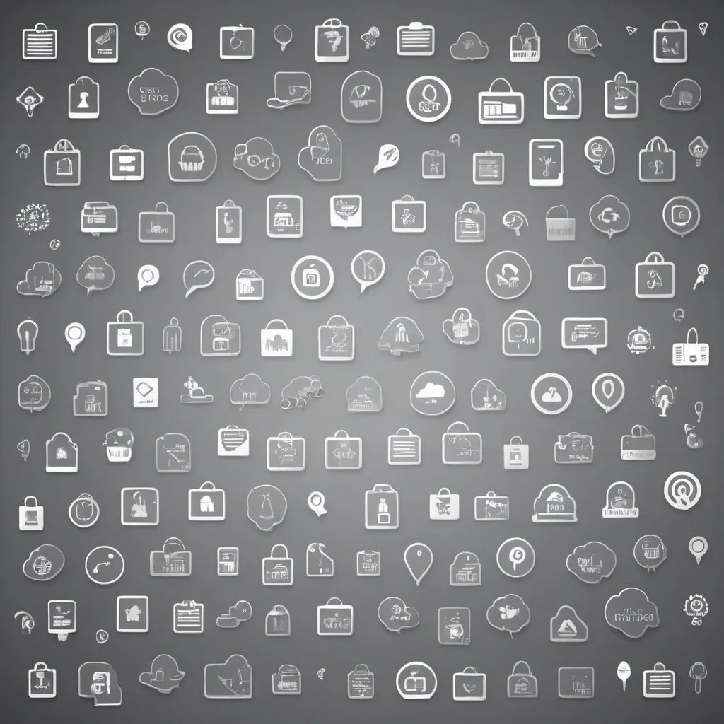 Prompt: Marketing pattern with small icons in a gray background