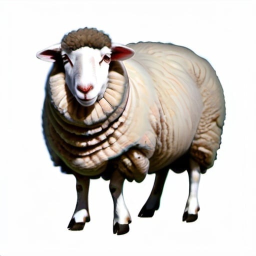 A Sketch Of A Sheep, In The Style Of Realistic And Hyper-detailed  Renderings, Is Depicted In This Uhd Image. The Sheep Is Isolated On A White  Background, With Flat Shading Emphasizing Its