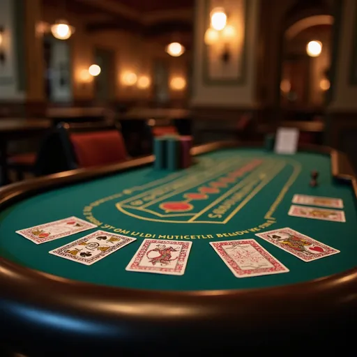 Prompt: Poker Table with cards 
