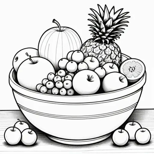 Prompt: fruit bowl coloring page