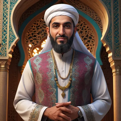 Prompt: /imagine 3d character of sheikh mujeed ur rehman.
