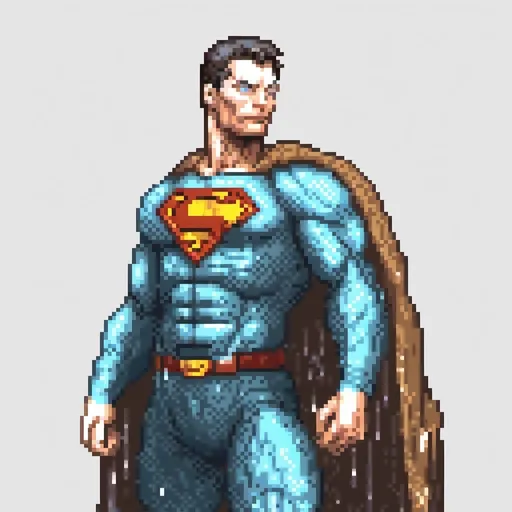 Prompt: Superman wearing a blue cosmic inter-dimensional suit made-up of ice and glass, flesh tone face and hands, peak of human evolution, full-body sketch, floating in space, ultra-detailed, epic artstyle, cosmic tones, powerful lighting, drawn by Yoji Shinkawa