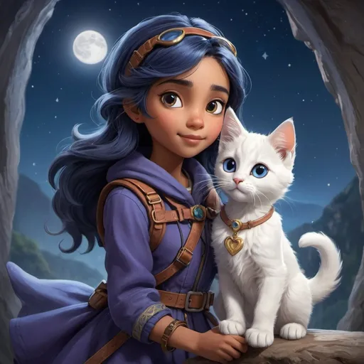 Prompt: Luna and Whisper, inseparable companions, venture forth into the unknown. Luna, a spirited adventurer with a heart full of courage, stands tall with determination shining in her eyes. By her side, Whisper, a playful kitten brimming with curiosity, adds a touch of whimsy to their journey. Together, they embody the essence of friendship and embark on an enchanting quest, bound by an unbreakable bond and fueled by the thrill of exploration."