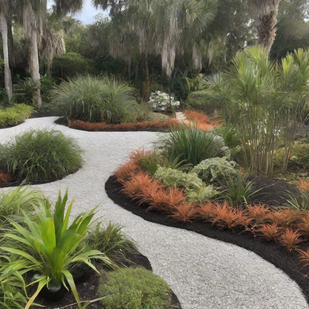 Prompt: zen garden in florida with native plants
