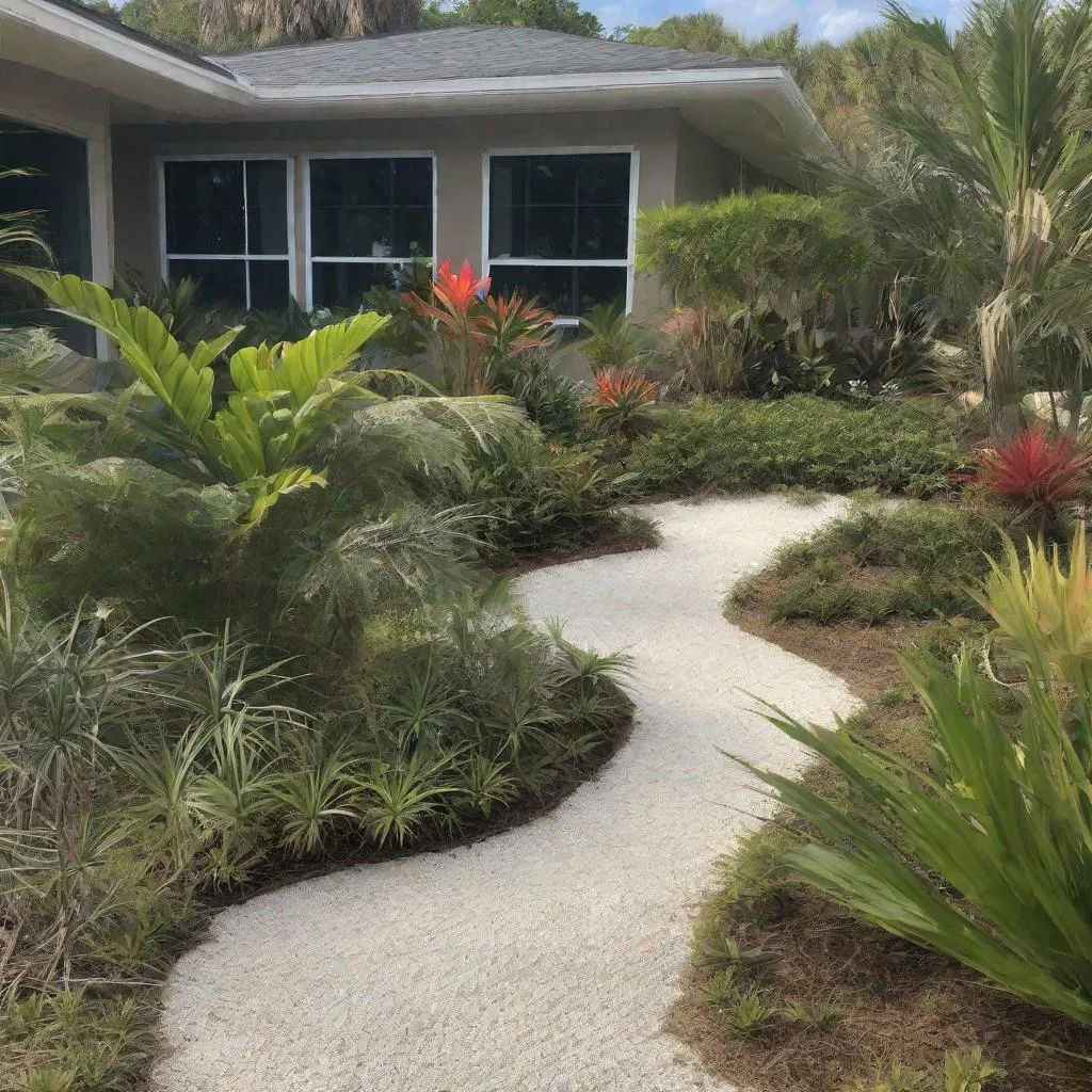 Prompt: zen garden in florida with native plants
