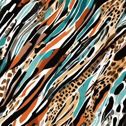 Prompt: Animal print-inspired design unique color twist, high quality, detailed texture, abstract, modern, vibrant colors, animal patterns, luxurious texture, artistic, exotic, high-res, modern twist, unique design, striking, detailed finish, eye-catching