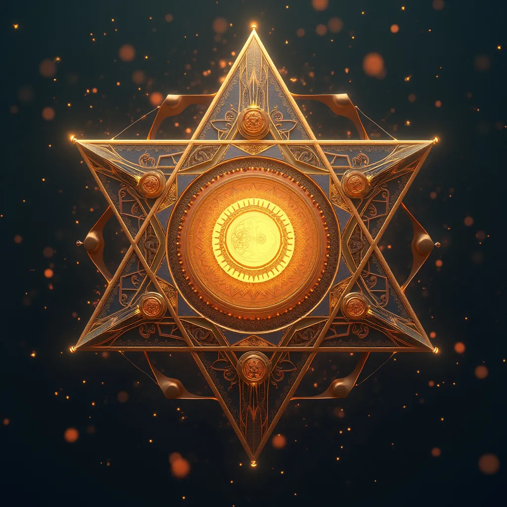 Prompt: Create an image of a Merkaba geometric symbol
