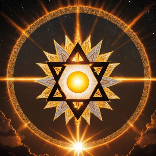 Prompt: merkaba in front of the sun

