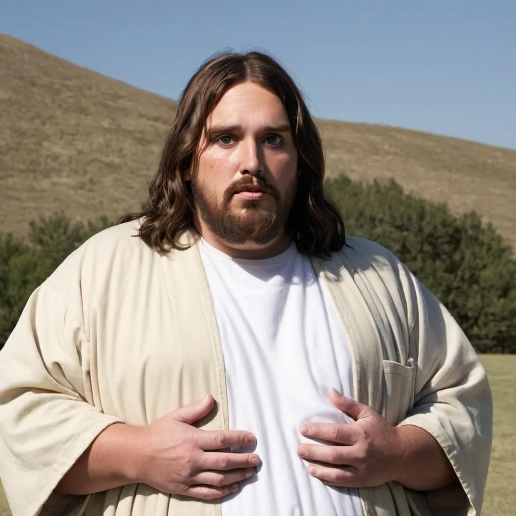 Prompt: jesus christ as a subject of the series 'my 600 pound life'