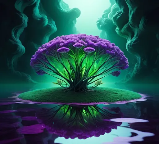 Prompt: Complimentary colors of purple and green, vibrant and surreal art, high quality, digital painting, detailed and intricate patterns, dreamlike surrealism, cool tones, professional, atmospheric lighting