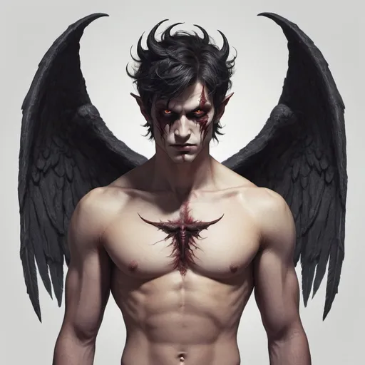 Prompt: Half angel man half demon man