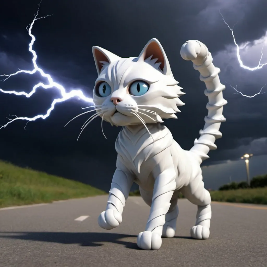 Prompt: make a wind cat (a cat with wind abilities and can manipulate storms and lightning)