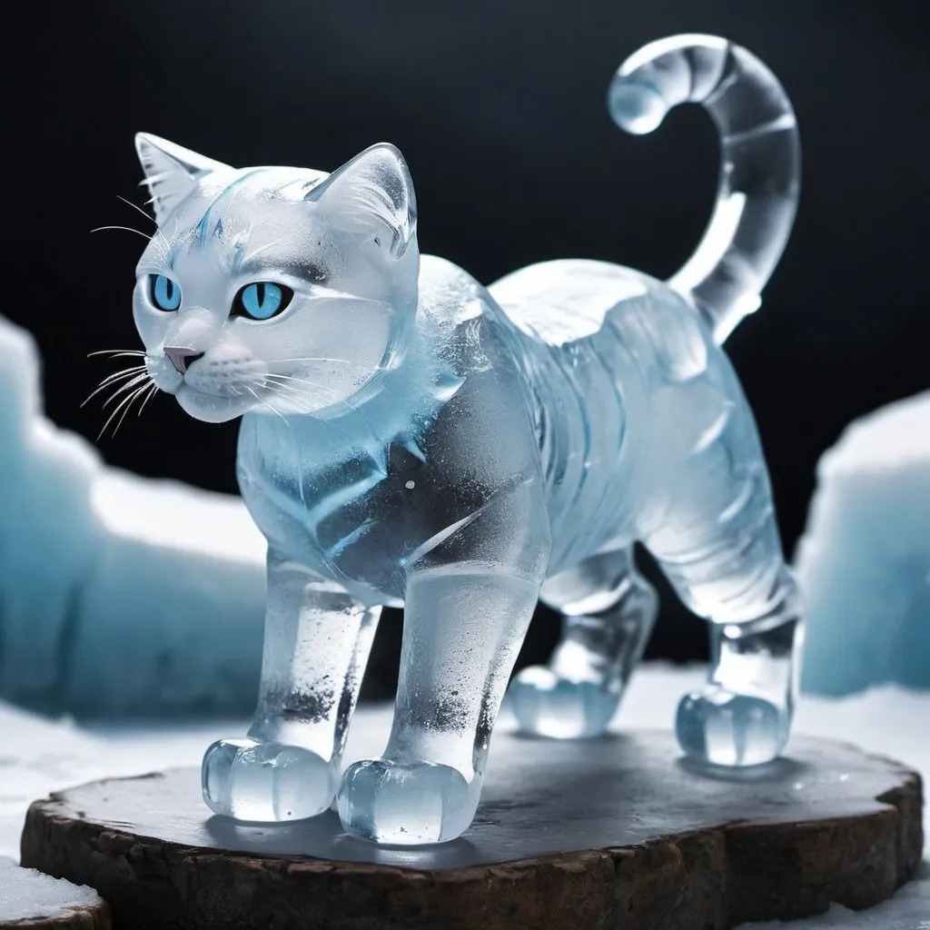 Prompt: make a ice cat (a cat with ice abilities and can manipulate the cold)