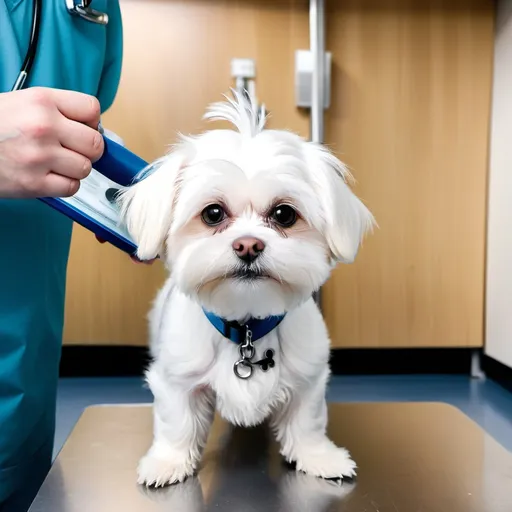 Prompt: irl maltese in vet