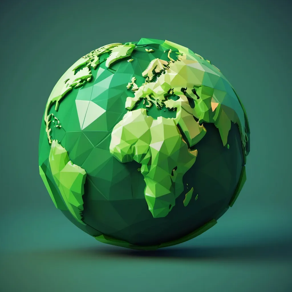 Prompt: green globe global impact environmental low poly