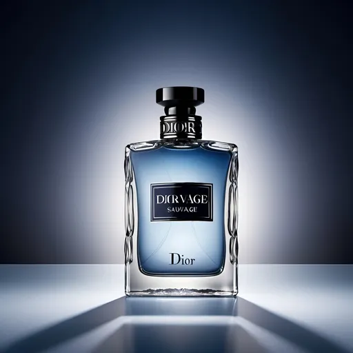 Prompt: Create a realistic image of a Dior" Sauvage perfume bottle with a
"sophisticated background