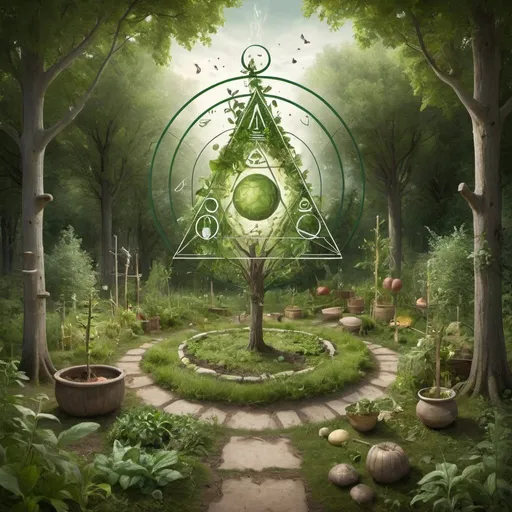 Prompt: Alchemical food forest