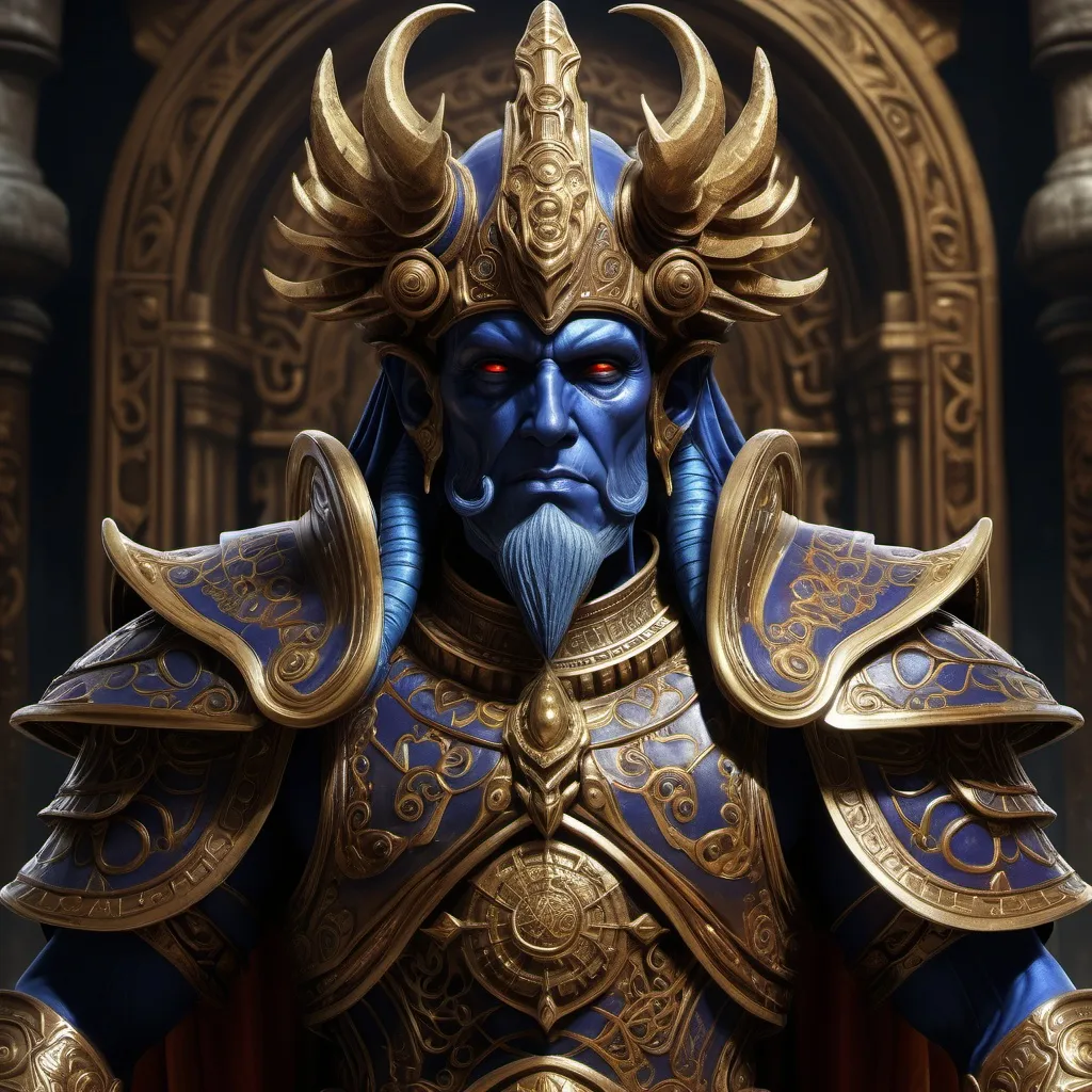 Prompt: (god emperor) majestic and ornate design, featuring (dwemer) character infused with (dwemer) elements, clad in an intricate (dwemer) costume, rich and deep colors, contrasting dramatic shadows, lively and expressive atmosphere, capturing the essence of bold heroism, detailed background with opulent textures, (ultra-detailed, HD) wielding heavy weaponry