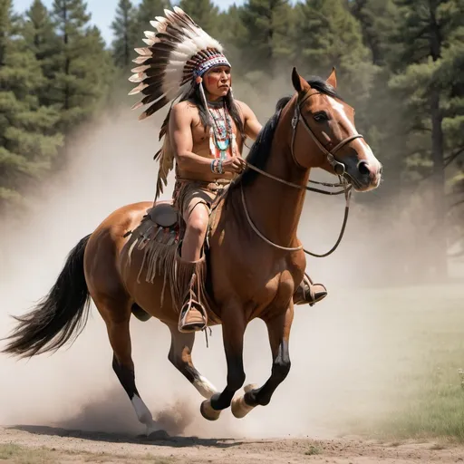 Prompt: a native american riding a horse with transparent background