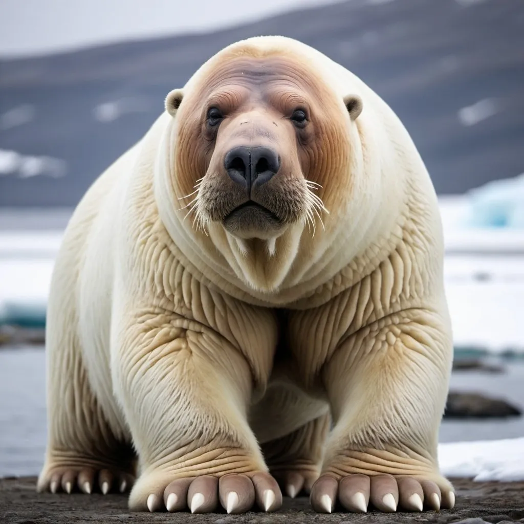 Prompt: Walrus mixed with a polar bear