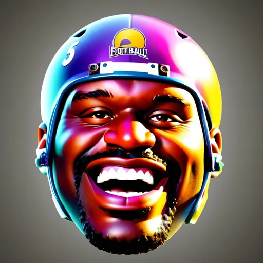 Prompt: (logo design), Shaquille O'Neal with a football helmet, vibrant colors, bold graphics, modern style, dynamic composition, high-resolution, clear and memorable, fantasy football theme, playful yet professional, emphasized team spirit, attention to detail, conceptual logo, square format.