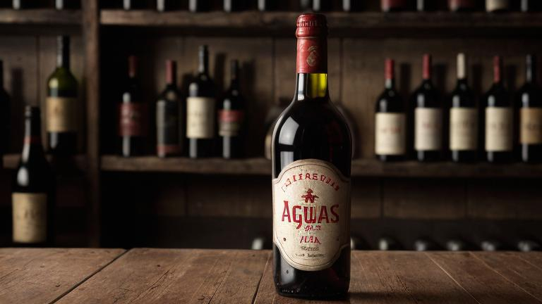 Prompt: Old image of a bottle
"Aguas Frias" label
Red wine"
Reservation
1957
Photographic style