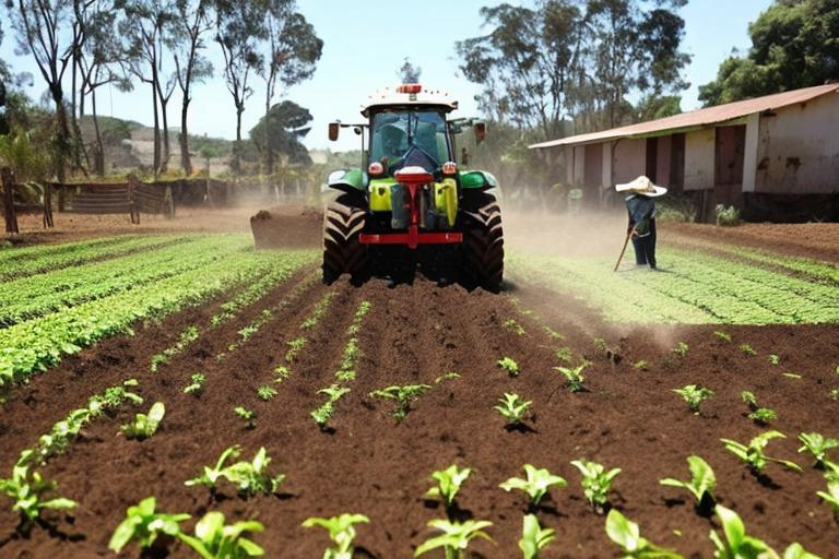 Prompt: agricultor lavrando a terra manualmente