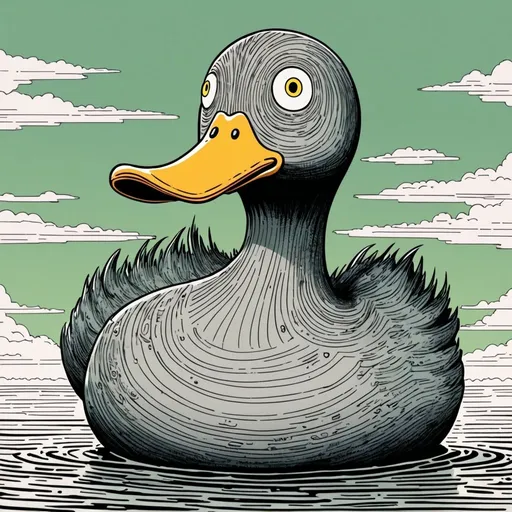 Prompt: a monster duck in junji ito style