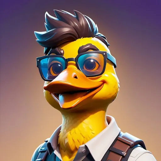 Prompt: pato con lentes en estilo fortnite