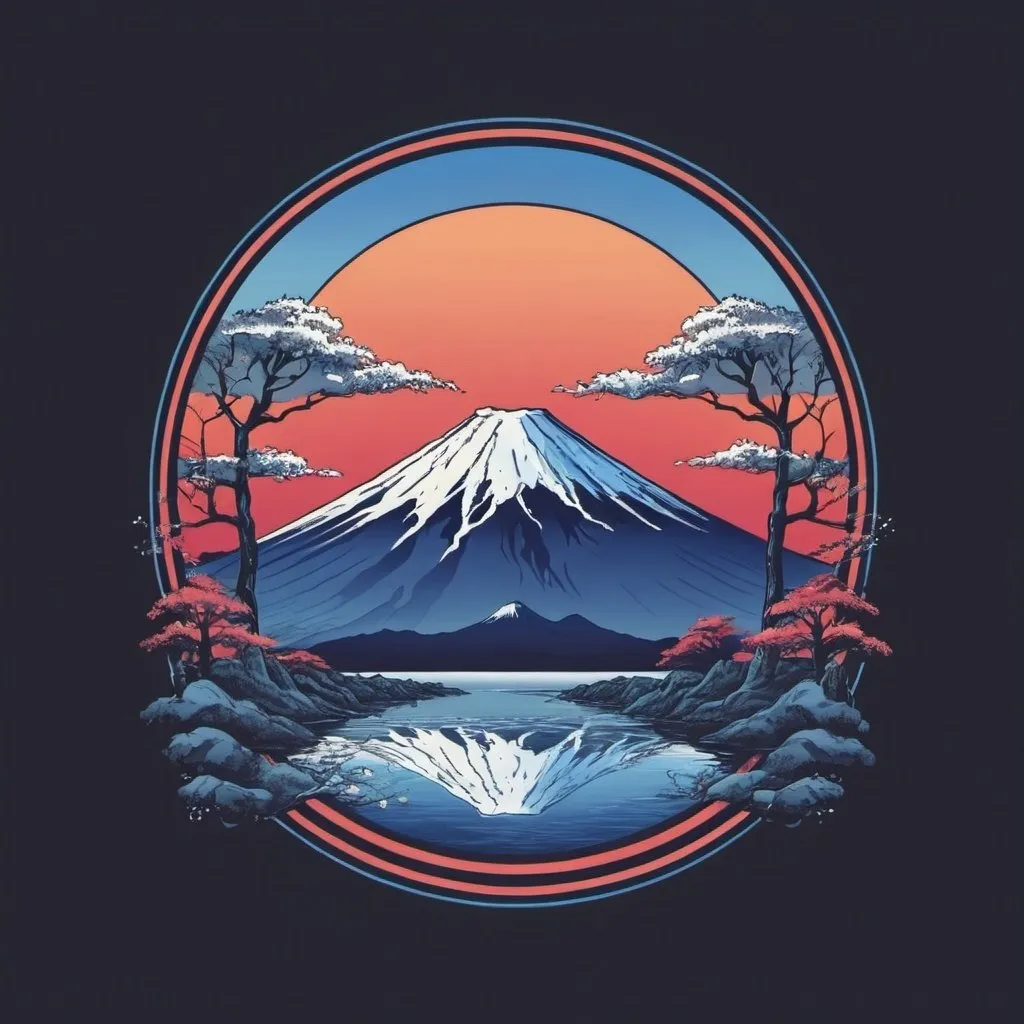 Prompt: Mount fuji for t shirt design