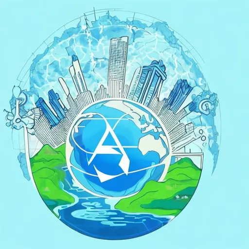 Prompt: Create a captivating group logo that symbolizes the intersection of environmental issues, particularly climate change and air pollution, with the empowering force of artificial intelligence (AI) as the solution. Make sure to show AI as an app helping the city. Make the wording in English. The logo should convey a sense of hope, innovation, and collective action towards a sustainable future. Make it more ambient and realistic with shadows and configurations to inspire people.