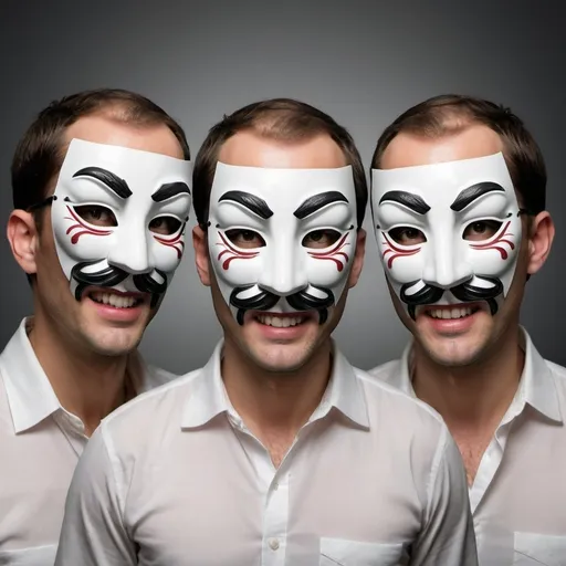 Prompt: A humorous and exaggerated image depicting the concept of a 'mask deceiver.' The scene features a person whose appearance changes dramatically when they remove their mask. One side of the image shows the person with the mask on, looking attractive or different, while the other side shows the real appearance without the mask. The background includes elements like mirrors or social settings to emphasize the contrast. The overall vibe should be playful and slightly comical. The image should be detailed and clear