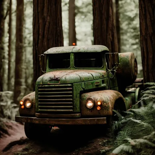 Prompt: Abbandonated truck in forest
