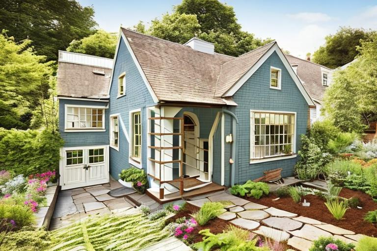 Prompt: make the house more cottage-style with a better garden  