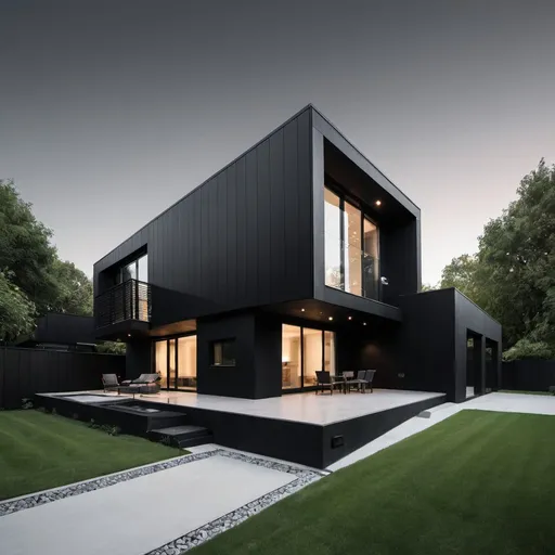 Prompt: a black modern house